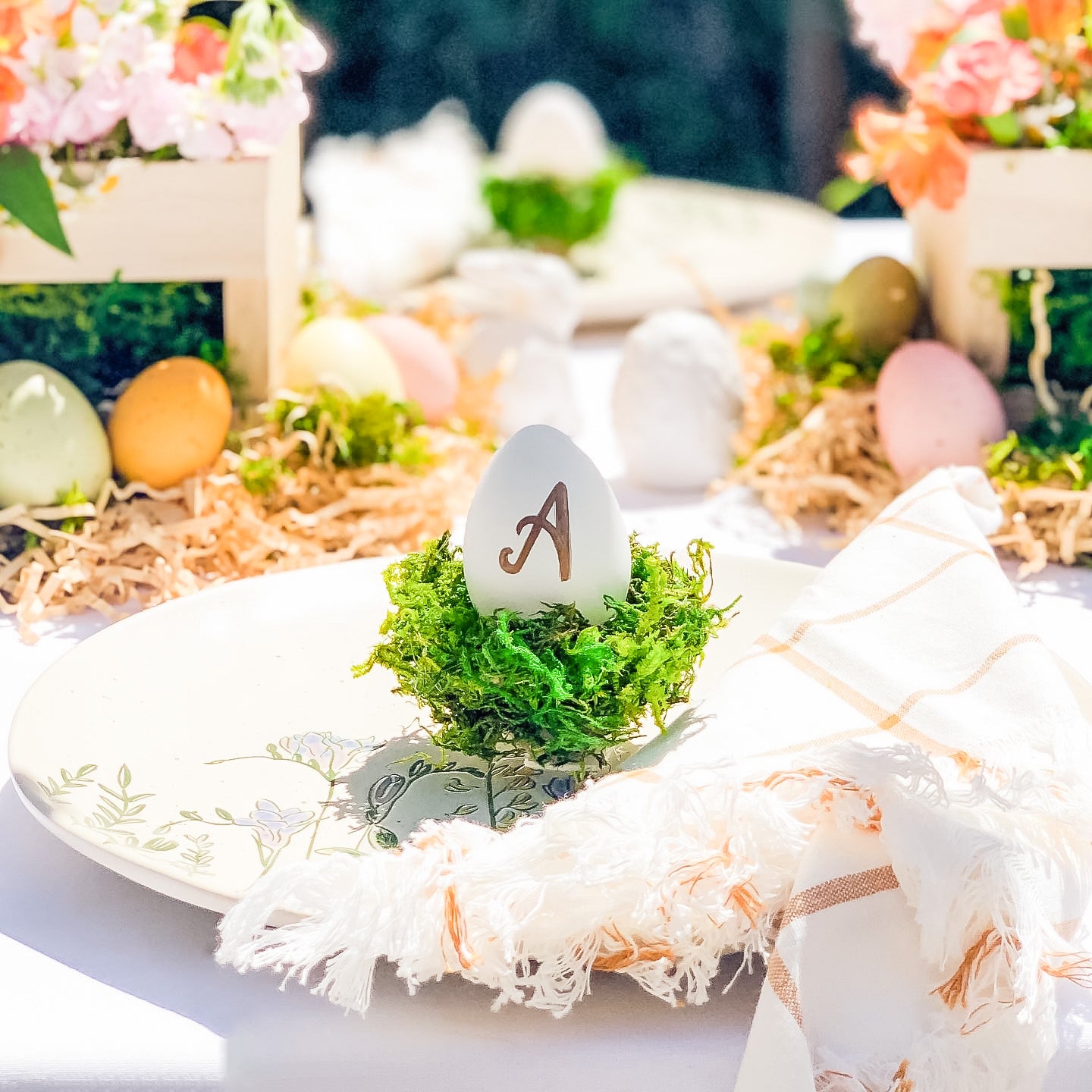 Custom Monogrammed Ceramic Egg-on-Nest Place Setting